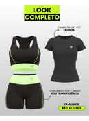 Kit Conjunto Fitness Feminino + Camiseta Roupa Academia