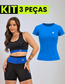 Kit Conjunto Fitness Feminino + Camiseta Roupa Academia