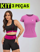 Kit Conjunto Fitness Feminino + Camiseta Roupa Academia