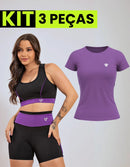 Kit Conjunto Fitness Feminino + Camiseta Roupa Academia
