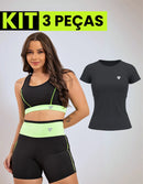 Kit Conjunto Fitness Feminino + Camiseta Roupa Academia