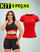 Kit Conjunto Fitness Feminino + Camiseta Roupa Academia